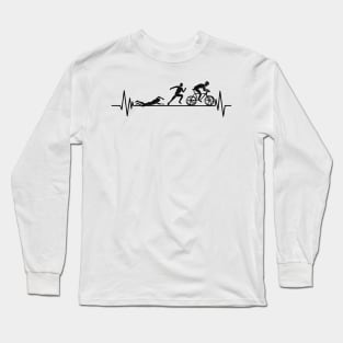 TRIATHLON heartbeat Swim, Bike, Run lover Long Sleeve T-Shirt